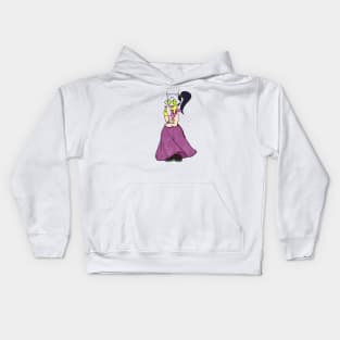 Cute korean traditional styled lady cartoon figure illustration Kids Hoodie